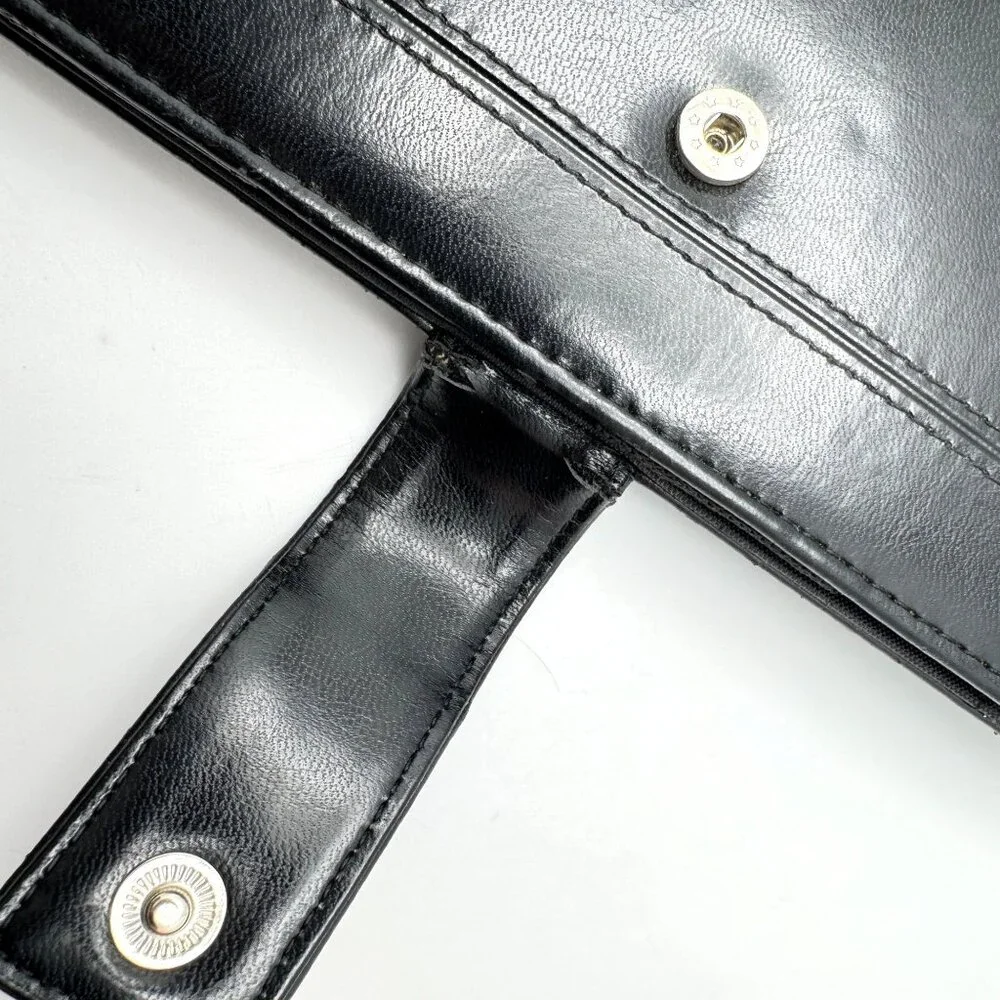 Day-Timer Black Faux Leather Snap-Close Organizer Stitched Compact 6-Ring Binder